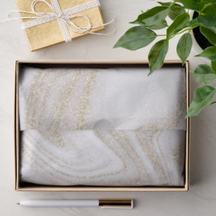 Modern chic white marble gold glitter tissue paper