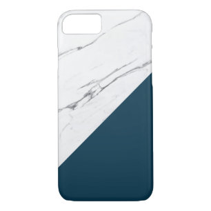 Modern chic white marble with teal accent color Case-Mate iPhone case