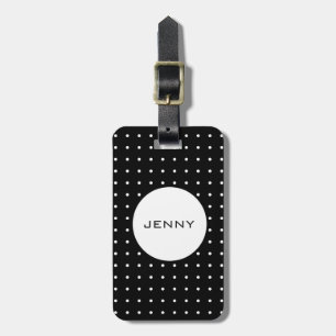Modern Chic White Polka Dot Pattern Custom Travel Luggage Tag