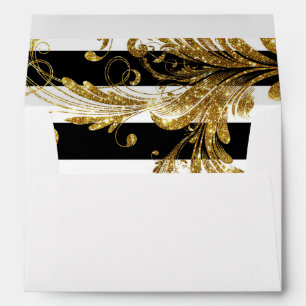 MODERN Chic Wide Stripes w Glitter Scroll Flourish Envelopes