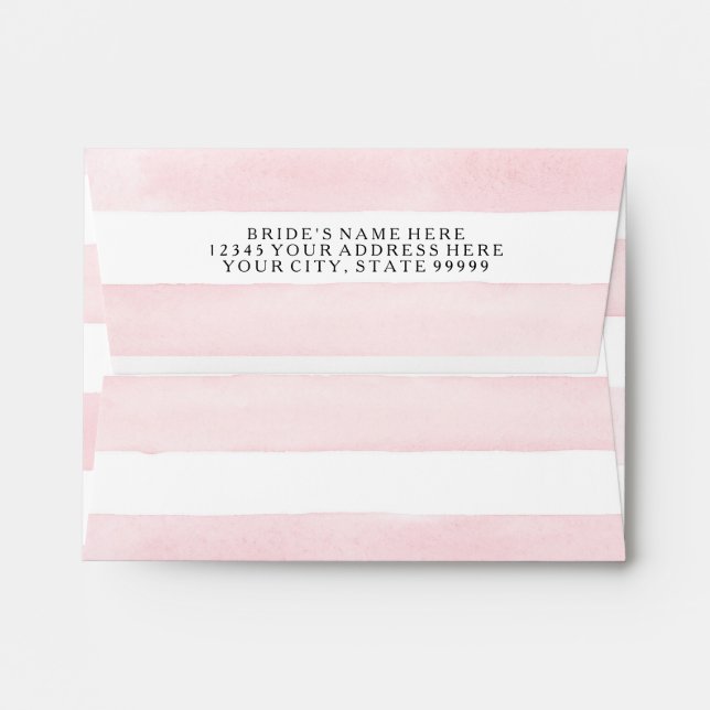MODERN Chic Wide Stripes w Roses A2 Thank You Note Envelopes (Back (Top Flap))