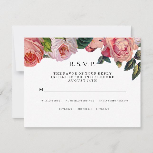 MODERN Chic Wide Stripes w Roses, Mint Green Invitation (Front)
