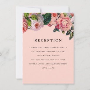 MODERN Chic Wide Stripes w Roses, Reception Invite