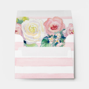 MODERN Chic Wide Stripes w Roses, RSVP A2 Envelope
