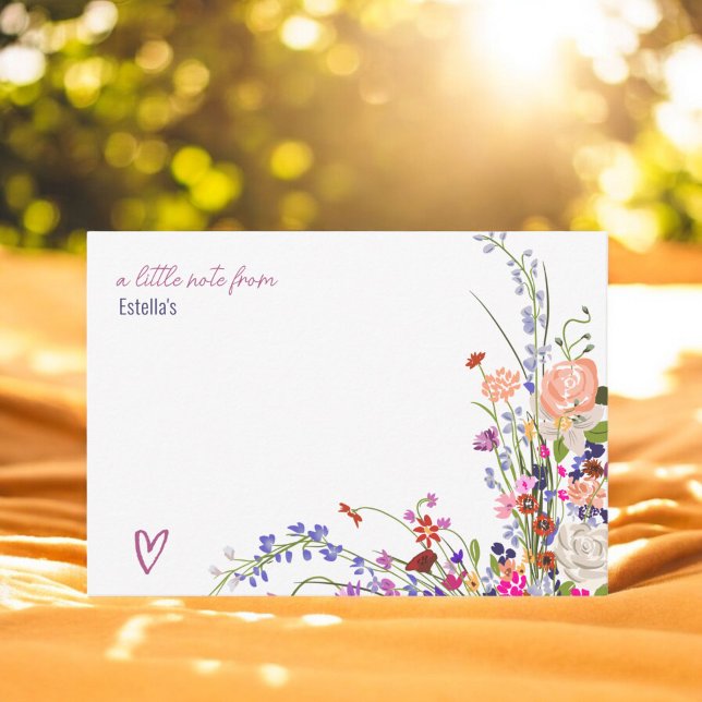 Modern chic wild flowers script bridal shower card (Modern chic wild flowers script bridal shower note card)