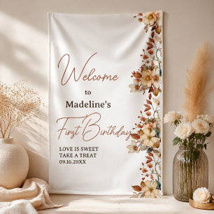 Modern Chic Wildflower 1st Birthday Girl Banner