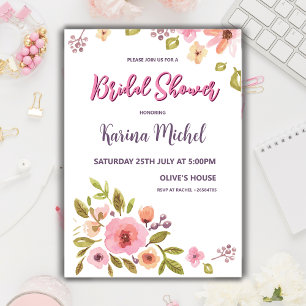 Modern Chic Wildflower Bridal Shower Invitation
