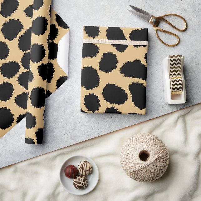 Modern Chic Wildlife Cheetah Animal Print Pattern Wrapping Paper (Crafts)