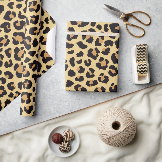 Modern Chic Wildlife Leopard Animal Print Pattern Wrapping Paper (Crafts)