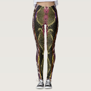 Modern Chic Wildlife Snake Animal Print Pattern Leggings