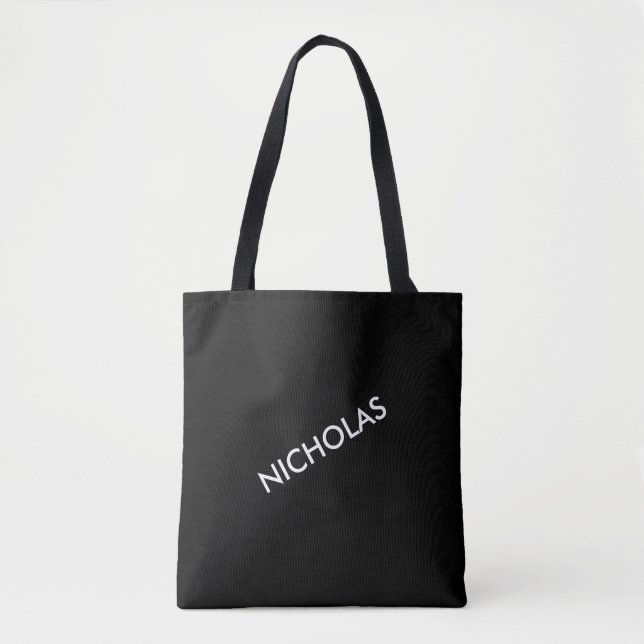 Modern Chic You Name It Personalized Black Tote Bag (Front)