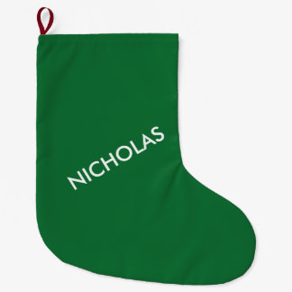 Modern Chic You Name It Personalized Green Large Christmas Stocking