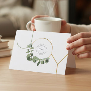 Modern Chic Your logo Joy Business Christmas Holiday Card