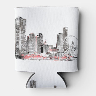 Modern Chicago Skyline Can Cooler