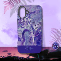 Modern Chick Girly Purple Flowers Marble