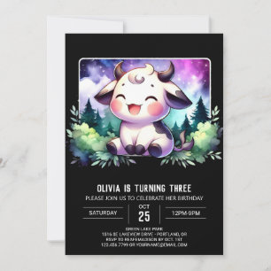 Modern Children Cow Birthday Invitation