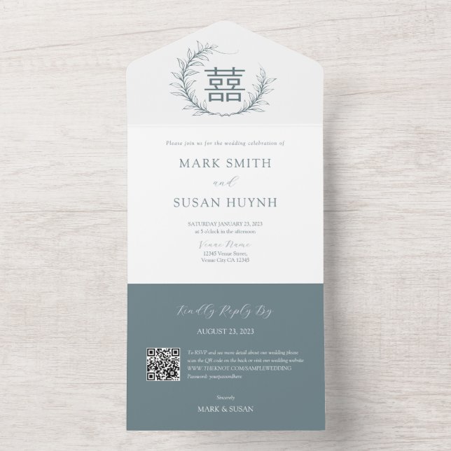 Modern Chinese All in One Wedding Invitation (Inside)