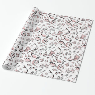 Modern Chinese Cuisine Ink Drawing Wrapping Paper