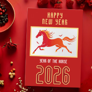 Modern Chinese Horse New Year 2026  Holiday Card