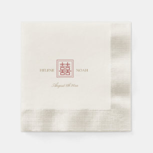 Modern Chinese Minimalist Elegant Gold Red Wedding Napkin