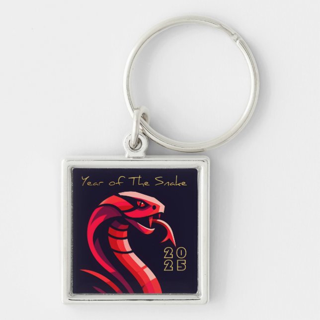Modern Chinese New Year Snake 2025 MSqK05 Keychain (Front)