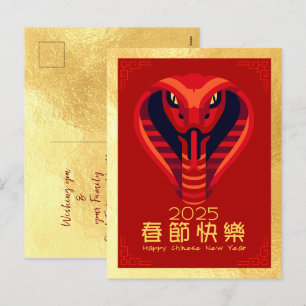 Modern Chinese New Year Snake 2025 VPostC1e Holiday Postcard