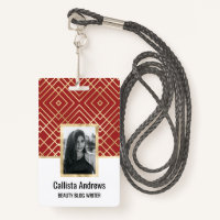 Modern Chinese Red Art Deco Geometric Pattern