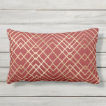 Modern Chinese Red Art Deco Geometric Pattern Lumbar Pillow<br><div class="desc">This modern and unique geometric pattern is perfect for the trendy and stylish individual. It depicts a faux gold foil geometric art deco inspired pattern on top of a Chinese red background. It's stylish, chic, and elegant. ***IMPORTANT DESIGN NOTE: For any custom design request such as matching product requests, colour...</div>