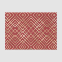 Modern Chinese Red Art Deco Geometric Pattern