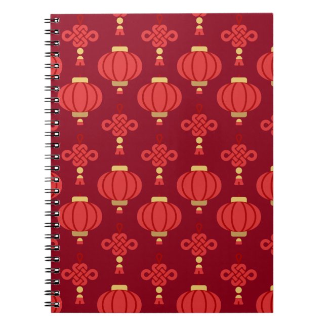 Modern Chinese Red Lantern Pattern Notebook (Front)