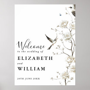 Modern Chinoiserie Floral Wedding Welcome Sign