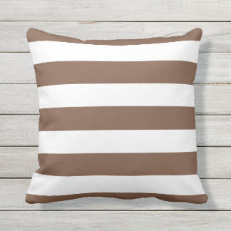 Modern Chocolate Brown and White Stripes Throw Pillow