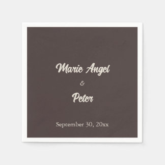 Modern Chocolate Brown Cocktail Wedding  Napkin
