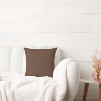 Modern Chocolate Brown Plain Solid Colour Throw Pillow