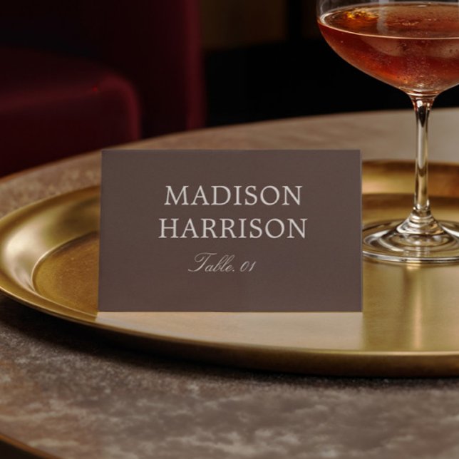 Modern Chocolate Brown Wedding Place Card DIY (Creator Uploaded)
