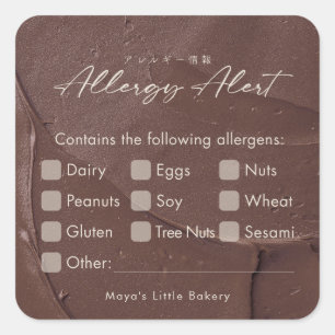 Modern Chocolate Cream Food Allergy Alert Square Sticker