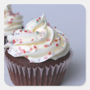 Modern Chocolate Cupcakes Sprinkle Frosting Square Sticker
