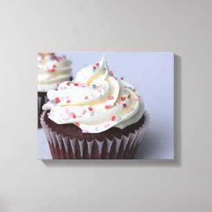 Modern Chocolate Cupcakes with Sprinkles Canvas Print