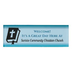 Modern Christian Church Greeter Usher Gradient Name Tag