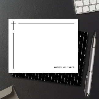 Modern Christian Cross Monogrammed Minimal Black Card