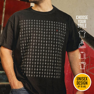Modern Christian Cross pattern Red Sacred Heart T-Shirt