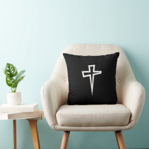 "Modern Christian Cross Throw Pillow   Stylish 