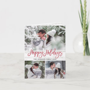 Modern Christmas 5 PHOTO Rustic Wood Greeting Holiday Card