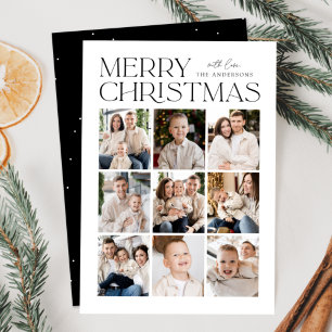Modern Christmas 9 Photo Collage Holiday Card