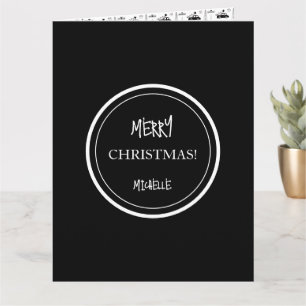 Modern Christmas Black and White Personalized Card