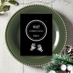 Modern Christmas Black and White Personalized Card
