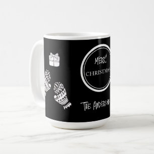 Modern Christmas Black and White Personalized Coffee Mug