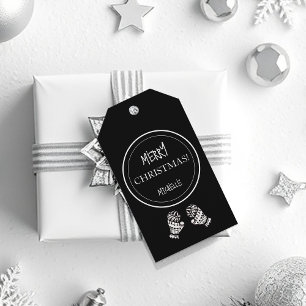 Modern Christmas Black and White Personalized Gift Tags