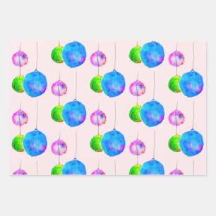 Modern Christmas blue and pink colorful art design Wrapping Paper Sheet