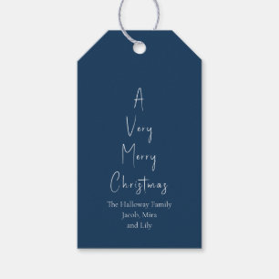 Modern Christmas   Blue Family Tree Gift Tags